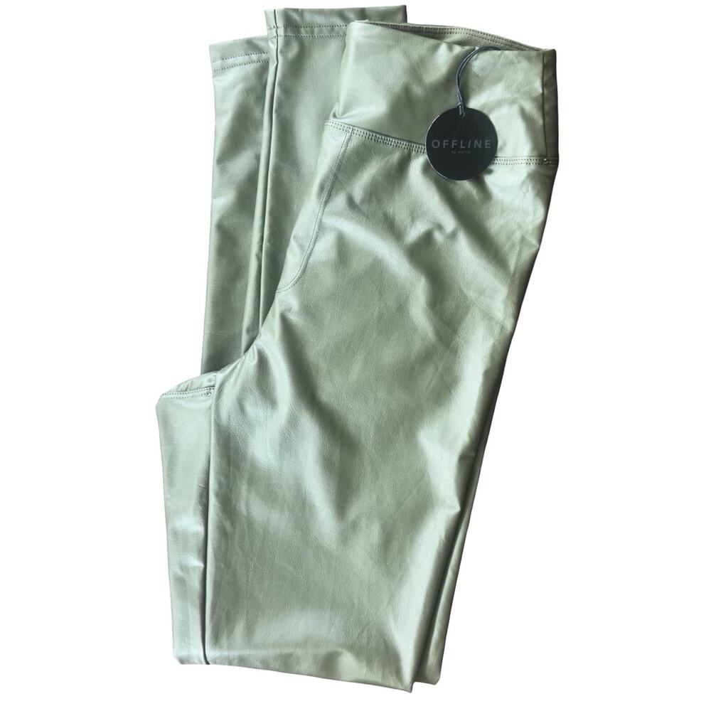 Offline By Aerie NWT Faux Leather‎ Leggings Womens XS High Rise Green